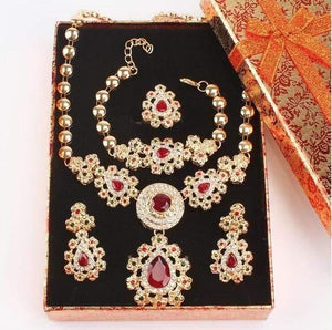 Planet Gates set add box Wedding Accessories African Beads Party Gift Gold Color Crystal Necklace Earrings Sets