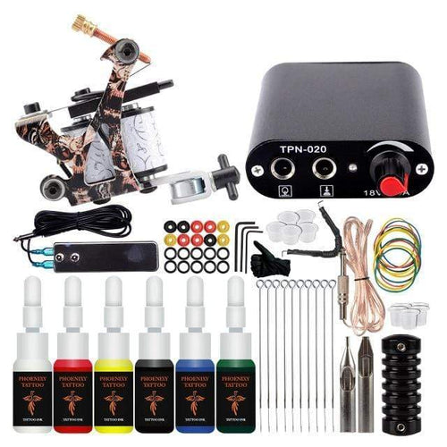 Planet Gates Set B 6pc Ink Tattoo Machine Set Tattoo Set For Beginners Machine For Permanent Use Tattoo Power Supply Rotary Tattoo Guns Kit And Supplies