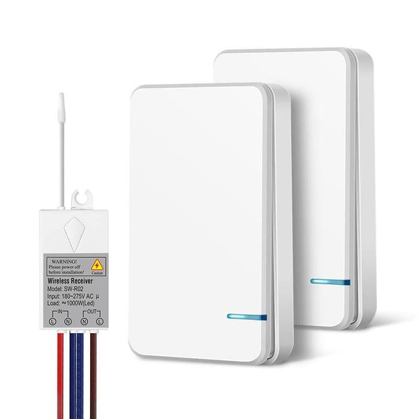 Planet Gates Set B Remote Wireless Switch Waterproof RF Remote Control Light Switches No Wiring Needed Wall Push Button Lamps Fans ON/OFF Switch
