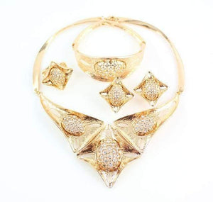Planet Gates set Crystal Rhinestone Beads Jewelry Set for Party Wedding Bridal Costume  Gold Color African Jewelry Sets