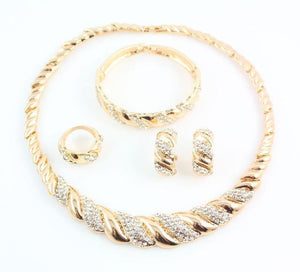 Planet Gates set Jewelry Sets Gold Color Trendy Necklace Earrings Bracelet Women Gold Color Jewelry Set Wedding Accessories