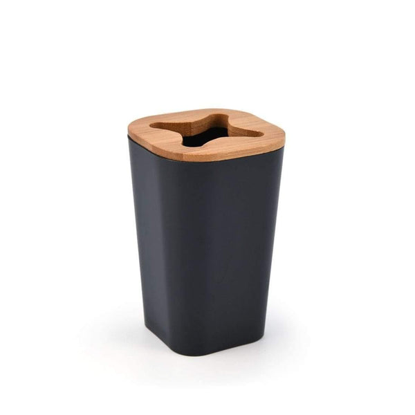 Planet Gates Set Of 6 Smartloc Plastic Bathroom Accessories Set Toothbrush Holder Toothpaste Dispenser Case Soap Box Shower Storage Black