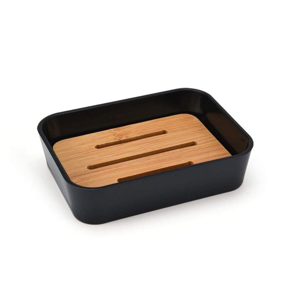 Planet Gates Set Of 6 Smartloc Plastic Bathroom Accessories Set Toothbrush Holder Toothpaste Dispenser Case Soap Box Shower Storage Black