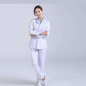 Planet Gates Set1 / L Women Hospital Medical Work Wear Suit Collar Nursing Clothing Doctor Uniform Short Sleeve Dental Beauty Salon Surgical Overalls