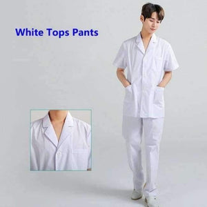 Planet Gates Set2 / L Women Hospital Medical Work Wear Suit Collar Nursing Clothing Doctor Uniform Short Sleeve Dental Beauty Salon Surgical Overalls