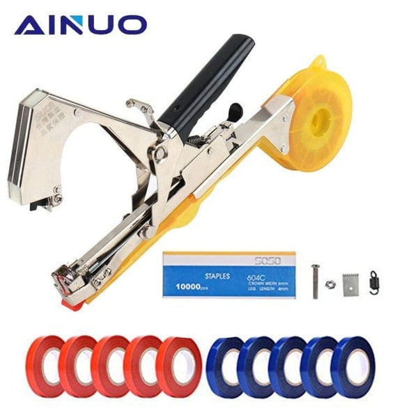 Planet Gates Set4 Yellow Garden Tools Garter Plants Plant Branch Hand Tying Binding Machine Minced Vegetable Tapetool Tapener Tapes Home Garden Tool