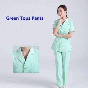Planet Gates Set5 / L Women Hospital Medical Work Wear Suit Collar Nursing Clothing Doctor Uniform Short Sleeve Dental Beauty Salon Surgical Overalls