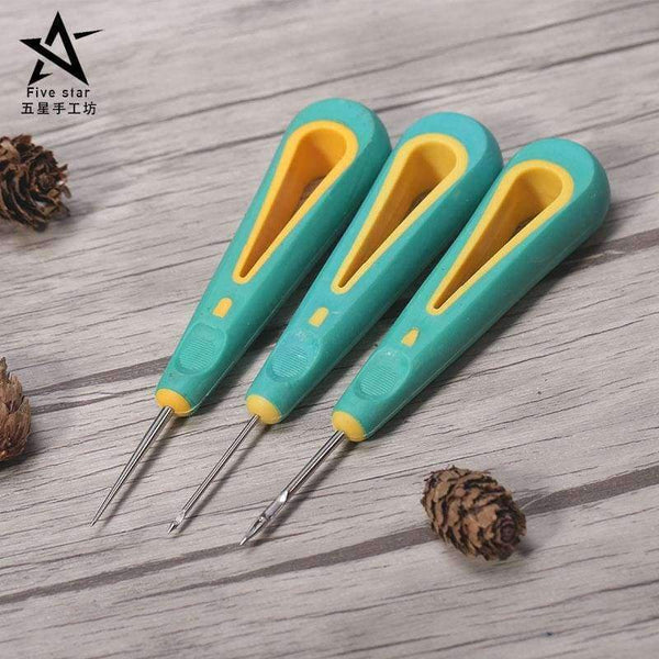 Planet Gates Sewing Awl Hand Stitcher Shoe Canvas Leather Repair Tool for DIY Craft Leather, Straight Needle Curved Needle and Hole Needle
