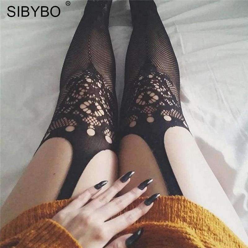 Planet Gates Sexy Fancy Stocking Black Fishnet Thigh High Stockings 2018 Spring Summer Pantyhose Knee Socks Party Club Hosiery