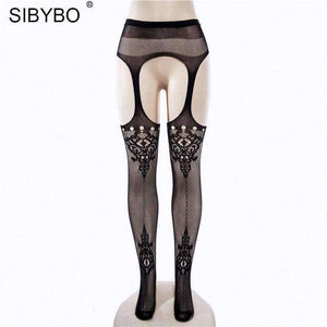 Planet Gates Sexy Fancy Stocking Black Fishnet Thigh High Stockings 2018 Spring Summer Pantyhose Knee Socks Party Club Hosiery