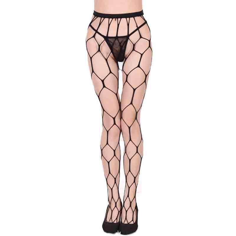 Planet Gates Sexy Fishnet Lace Spandex Top Mesh Thigh High Knee Socks Long Tights Pantyhose Medias For Woman Black and White