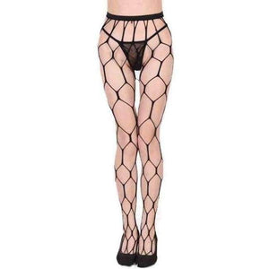 Planet Gates Sexy Fishnet Lace Spandex Top Mesh Thigh High Knee Socks Long Tights Pantyhose Medias For Woman Black and White