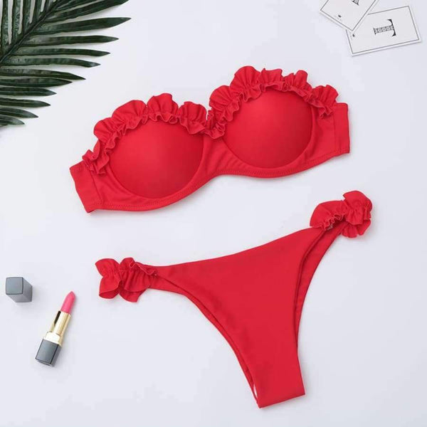 Planet Gates Sexy Flowers Bikinis Women Swimsuit Push Up Bikini Ruffle Swimwear Brazilian Bathing Suit Beachwear Swimming Suit For Women