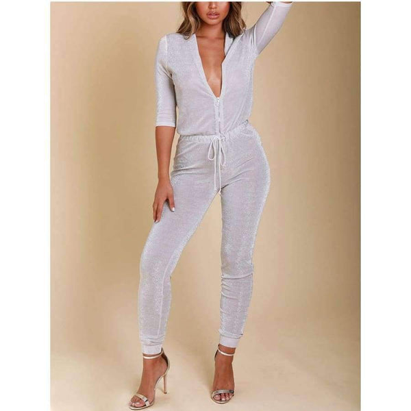 Planet Gates Sexy Jumpsuit Silver Sequin Jumpsuits For Women 2018 Long Pants Body Mujer Rompers Womens Jumpsuit Overalls Playsuit New