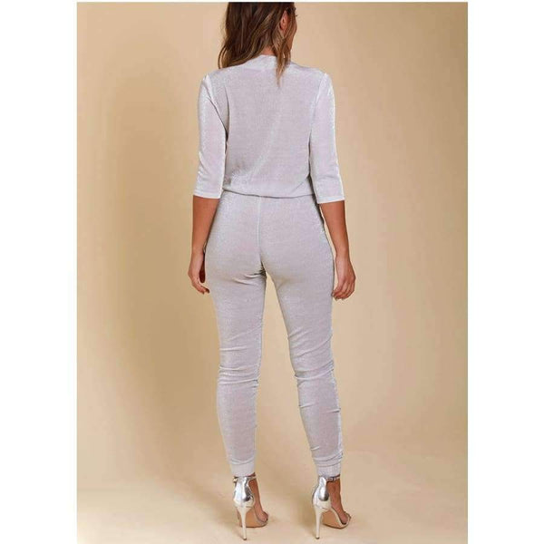 Planet Gates Sexy Jumpsuit Silver Sequin Jumpsuits For Women 2018 Long Pants Body Mujer Rompers Womens Jumpsuit Overalls Playsuit New