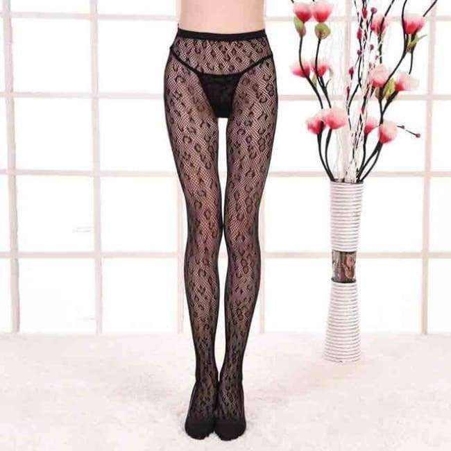 Planet Gates Sexy Leopard Lace Spandex Top Mesh Thigh High Knee Socks Long Tights Pantyhose Medias For Woman Lace edge