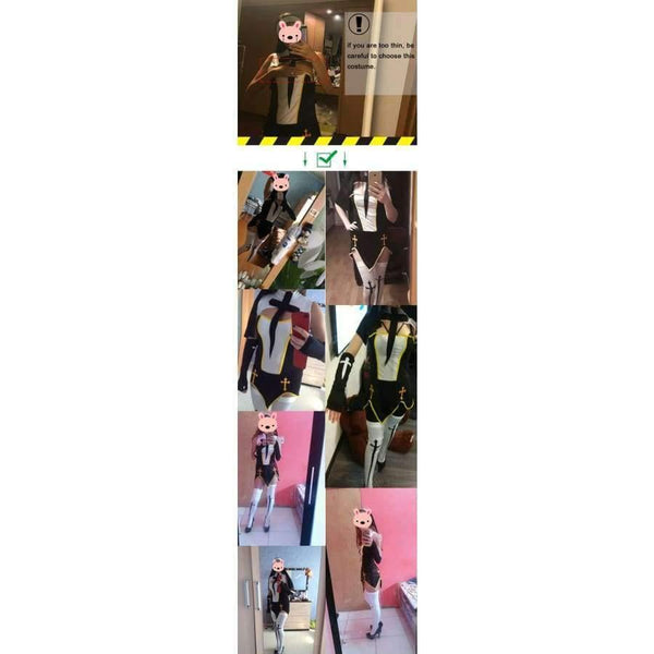 Planet Gates Sexy Nun Costume Adult Women Halloween Cosplay Fancy Girl Sister Party With Stockings Hoodie