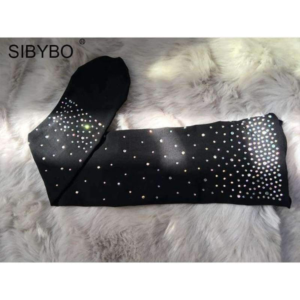 Planet Gates Sexy Sparkly Diamond Rhinestone Thigh High Stockings 2018 Winter Spring Velvet Pantyhose Knee Socks Party Club Hosiery