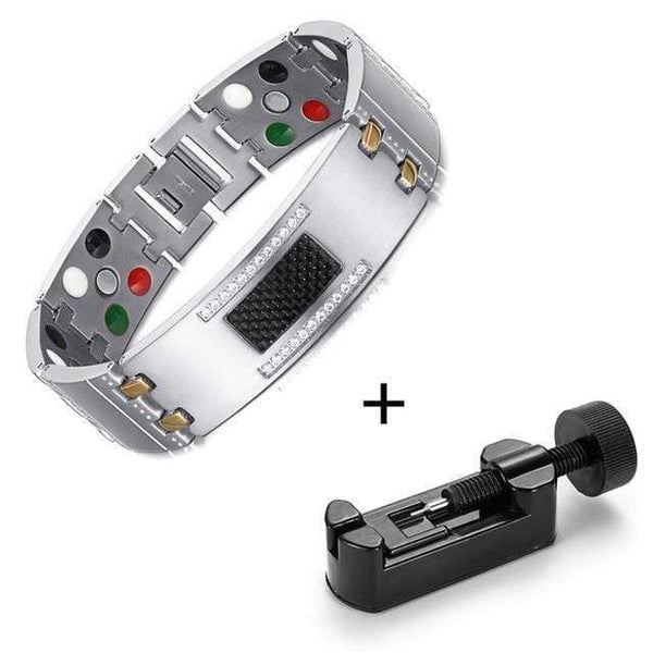 Planet Gates SG with tool Fashion Exquisite Crystal Magnetic Titanium Bracelets Bangles for Men Germanium Tourmaline Male Health Wristband