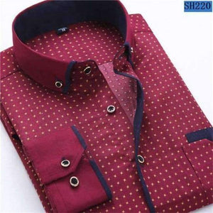 Planet Gates SH220 / Asian S Label 38 2018 Men Fashion Casual Long Sleeved Printed shirt Slim Fit Male Social Business Dress Shirt Brand Men Clothing Soft Comfortable