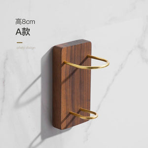 Planet Gates Shaver rack Walnut Wood Bathroom Hardware Set Creative Towel Ring Cosmetics Mirror Front Shelf Wall Mounted Brass Shaver Rack