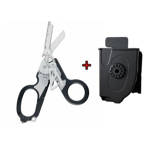 Planet Gates Shears with Holster Raptor Emergency Response Shears Multifunctional Outdoor Tools With Glass Breaker Strap Cutter Folding Pliers Safety Hammer