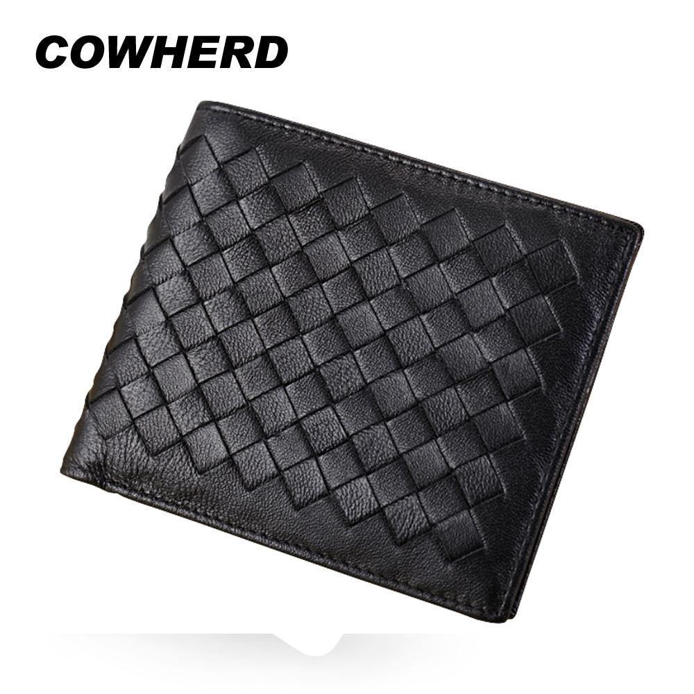 Planet Gates Sheepskin Weave Men Wallets Fashion Male Clutch Wallet Genuine Sheep Leather Purses Card Holder Purses Coin Purse