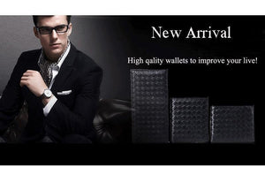 Planet Gates Sheepskin Weave Men Wallets Fashion Male Clutch Wallet Genuine Sheep Leather Purses Card Holder Purses Coin Purse