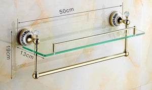 Planet Gates SHELF-175 Bathroom Hardware Set Antique Gold&Crystal Bathroom Accessories Sets Bathroom Products FE1