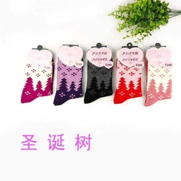 Planet Gates shengdanshu / EU36-39 Winter 5 Pairs Wool Female Women Socks Warm Thickened Cotton Christmas Socks Harajuku