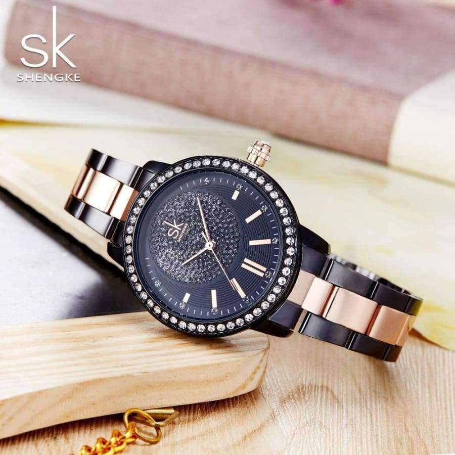 Planet Gates Shengke Rose Gold Watch Women Quartz Watches Ladies Top Brand Crystal Luxury Female Wrist Watch Girl Clock Relogio Feminino