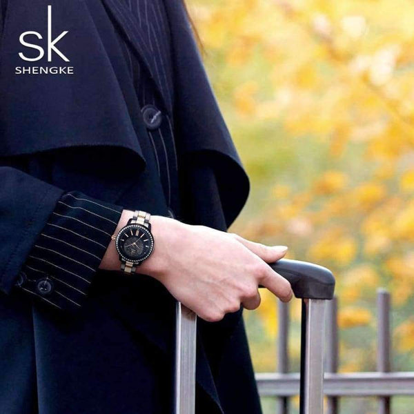 Planet Gates Shengke Rose Gold Watch Women Quartz Watches Ladies Top Brand Crystal Luxury Female Wrist Watch Girl Clock Relogio Feminino