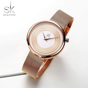 Planet Gates Shengke Women Watches Women Fashion Clock Vintage Design Ladies Watch Luxury Brand Classical Gold Metal Slice Zegarek Damski