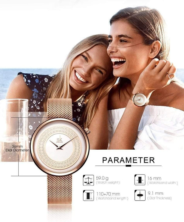 Planet Gates Shengke Women Watches Women Fashion Clock Vintage Design Ladies Watch Luxury Brand Classical Gold Metal Slice Zegarek Damski