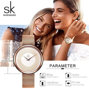 Planet Gates Shengke Women Watches Women Fashion Clock Vintage Design Ladies Watch Luxury Brand Classical Gold Metal Slice Zegarek Damski
