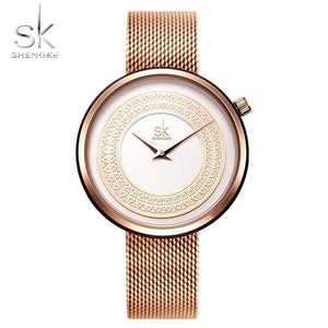 Planet Gates Shengke Women Watches Women Fashion Clock Vintage Design Ladies Watch Luxury Brand Classical Gold Metal Slice Zegarek Damski