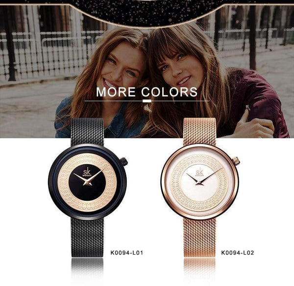 Planet Gates Shengke Women Watches Women Fashion Clock Vintage Design Ladies Watch Luxury Brand Classical Gold Metal Slice Zegarek Damski