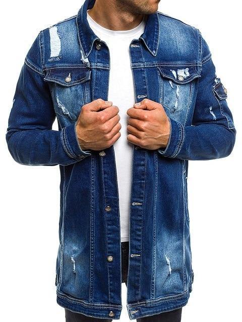 Planet Gates ShenL / L Coat High Quality Autumn Style Beggar Hole Denim Jacket Loose Thin Sleeve Cowboy Jacket XXXL