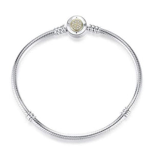 Planet Gates Shimmering / 15cm 925 Sterling Silver Bracelet Bead Charm Heart Snowflake Rose Snake Chain Basic Bracelets Pan Women DIY Jewelry