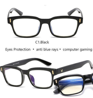 Planet Gates Shiny Black-Clear Anti Blue Rays Computer Glasses Men Blue Light Gaming Glasses Protection Myopia