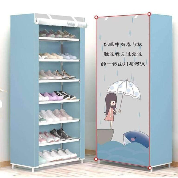 Planet Gates Shoe rack 8-layer 7-grid Metal iron fabric 126x60x30cm big shoe cabinet organizer removable shoe storage for home furniture C117