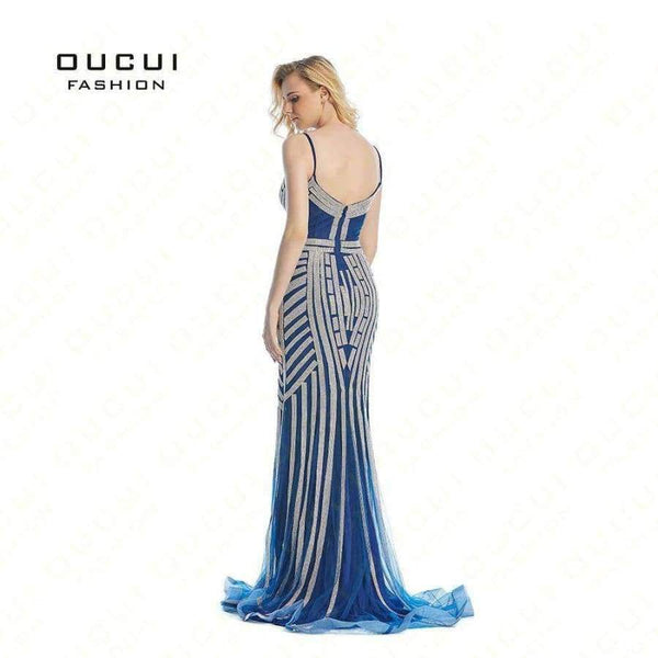 Planet Gates Short dress gold / 2 Crystal Royal Blue Color Party Occasion Formal Long Evening Dress OL102829