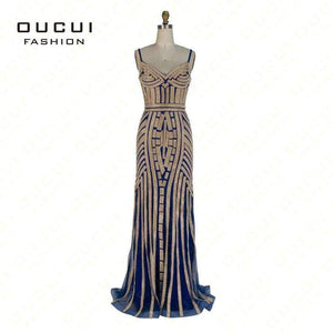 Planet Gates Short dress gold / 2 Crystal Royal Blue Color Party Occasion Formal Long Evening Dress OL102829