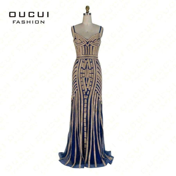 Planet Gates Short dress gold / 2 Crystal Royal Blue Color Party Occasion Formal Long Evening Dress OL102829