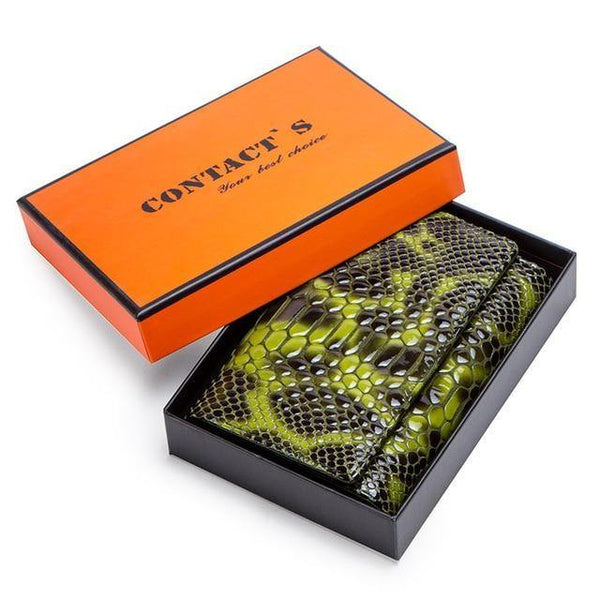 Planet Gates Short Green Box Women Clutch Wallets Genuine Leather Snake Pattern Print Long Coin Purse Female Cell Phone Holder Bag Dollar Price