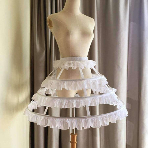 Planet Gates Short Petticoat Rockabilly Waist Adjust 3 Layers Hoop Ruffle Chiffon Cosplay Petticoat Underskirt Wedding Accessories