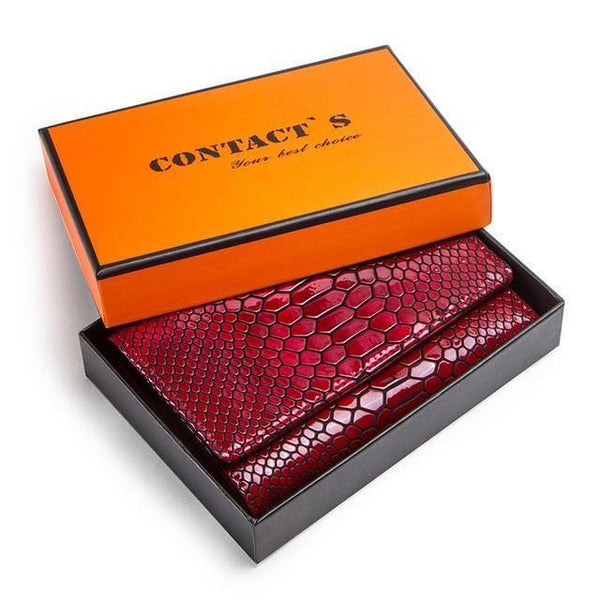 Planet Gates Short Red Box Women Clutch Wallets Genuine Leather Snake Pattern Print Long Coin Purse Female Cell Phone Holder Bag Dollar Price