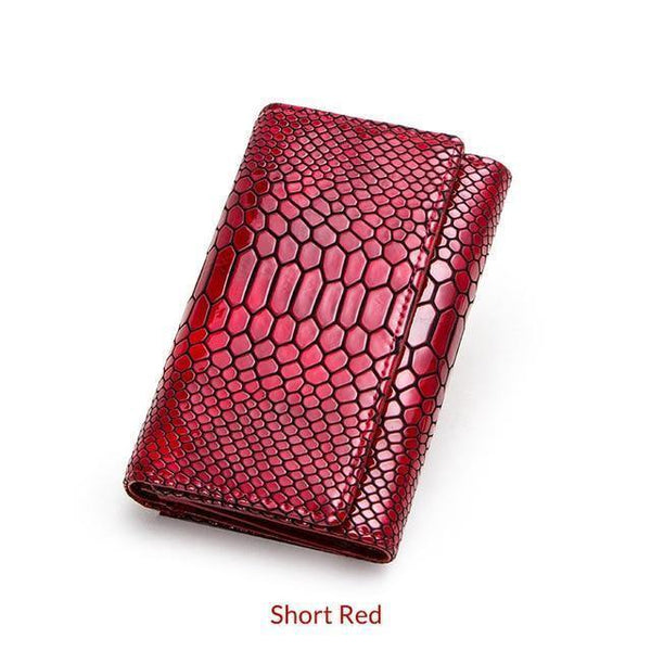 Planet Gates Short Red Women Clutch Wallets Genuine Leather Snake Pattern Print Long Coin Purse Female Cell Phone Holder Bag Dollar Price
