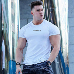 Short Sleeve Skinny T-shirt Men's Summer Casual Cotton Tees Tshirt Tops Male Gym Fitness Bodybuilding Crossfit Workout Clothing