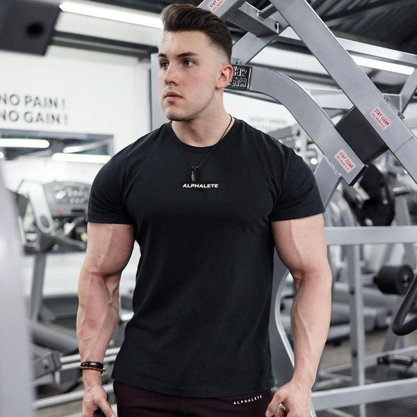 Short Sleeve Skinny T-shirt Men's Summer Casual Cotton Tees Tshirt Tops Male Gym Fitness Bodybuilding Crossfit Workout Clothing